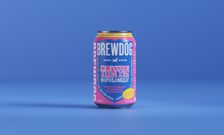 BrewDog Tonys IPA bier met blauwe achtergrond